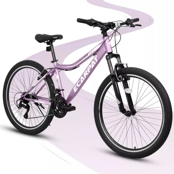 BestParts Youth Mountain Bike 24 Inch, Teen Trail Bike with Shock Absorbing Fork, 21-Speed, Dual Disc Brakes, School Commuting Ride, Purple