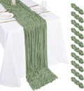 10 Pack Sage Green Cheesecloth Table Runner 17x108 Inch Boho Gauze Cheese Cloth Table Runners for Wedding Party Baby Shower Birthday Home Decor
