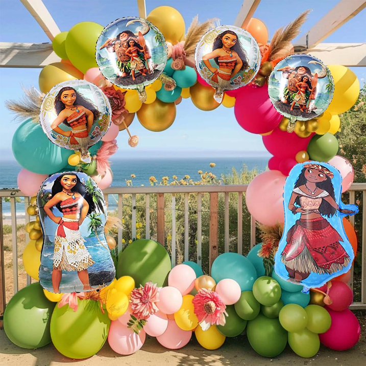 6Pcs Moana Foil Balloons, Moana Birthday Party Balloons Decoration