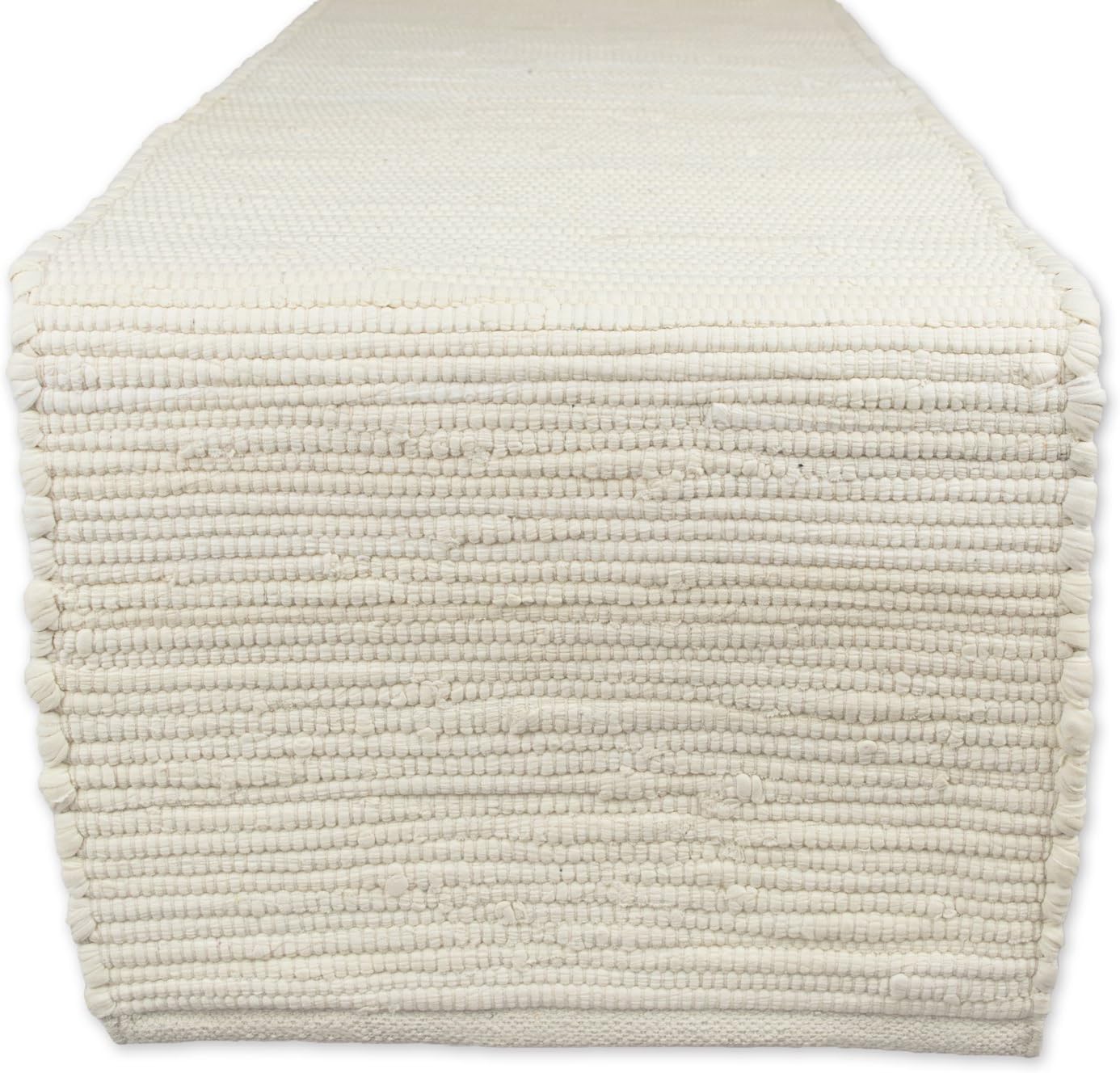 Handmade Chindi Tabletop, Reversible and Machine Washable, Table Runner, 14x72, Natural