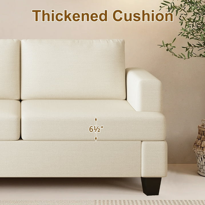 61.75  Comfy Sofa Couch, Modern Upholstered 2 Seater Couch for Living Room, Linen Love Seat Sofa with Wide Armrests and Deep Seats, Beige