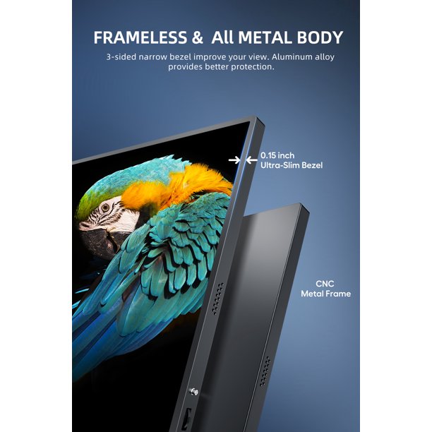 144HZ Gaming Monitor, AZMKOO Portable Monitor 16.1 Inch Full HD 1080P USB C HDMI W/ HDR, FreeSync, Eye Care, Ultra Slim External Second Screen