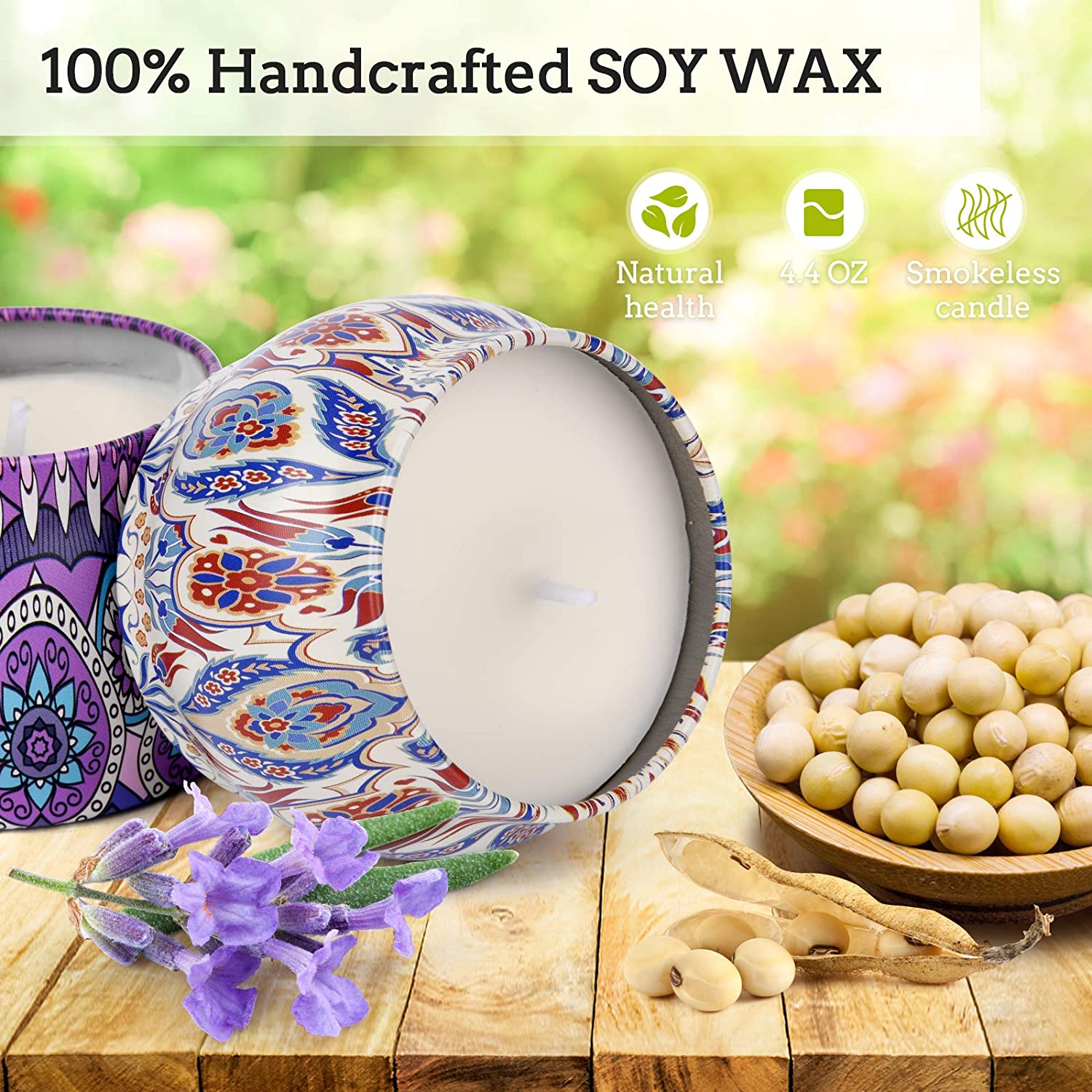 4 Pack Scented Candles Gift Set, 4.4 Oz Aromatherapy Candles Gift for Mom, 100% Natural Soy Wax Portable Candles, Stress Relief Gifts for Women, Ideal Gifts for Valentine‘s Day